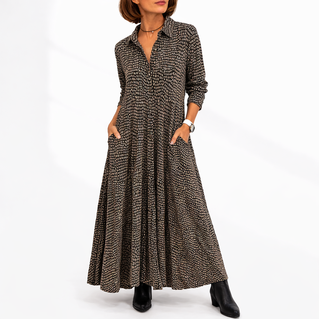 Women’s Stylish Midi Dress – Relaxed Fit with Pockets – Elegant Occasion Wear UK