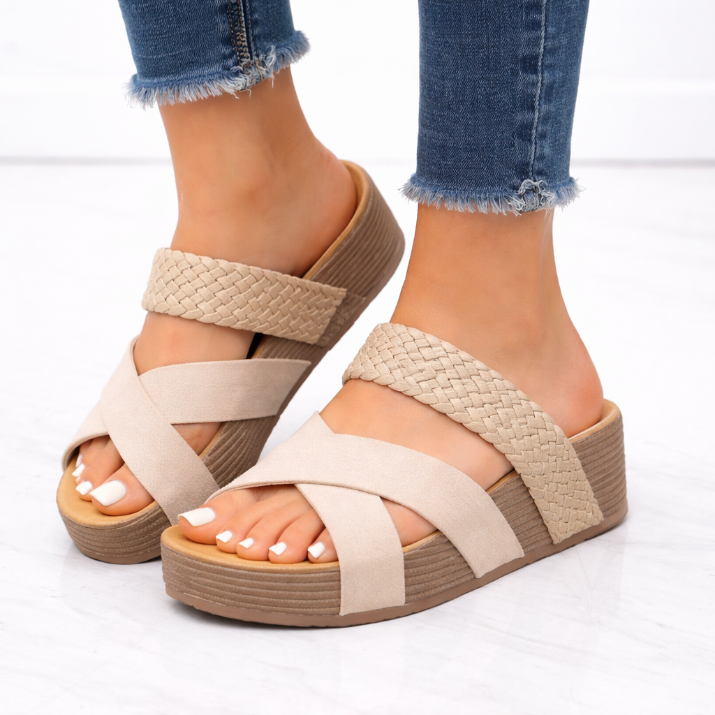 Women’s Orthopedic Sandals – Braided Cross Strap Support – Everyday Walking Comfort