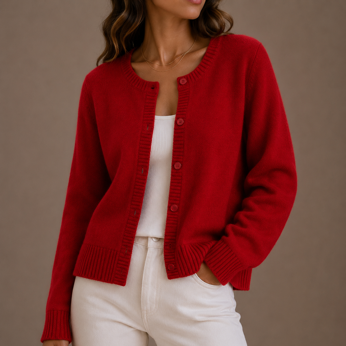 Women’s Knit Cardigan – Soft Button-Up Long Sleeve Round Neck Jumper – Cosy Knitwear for Women