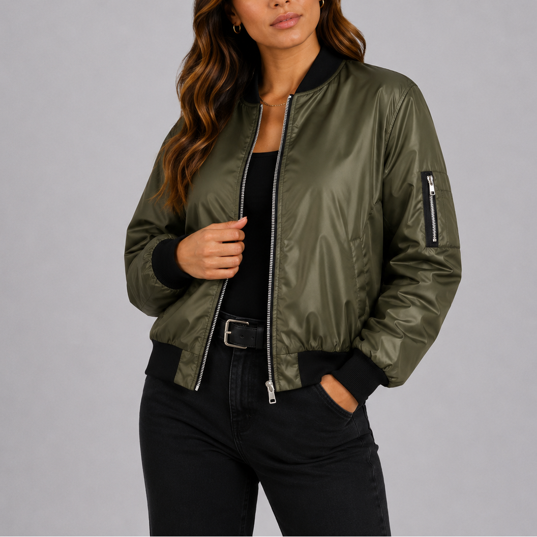 Women's Lightweight Bomber Jacket – Versatile Everyday