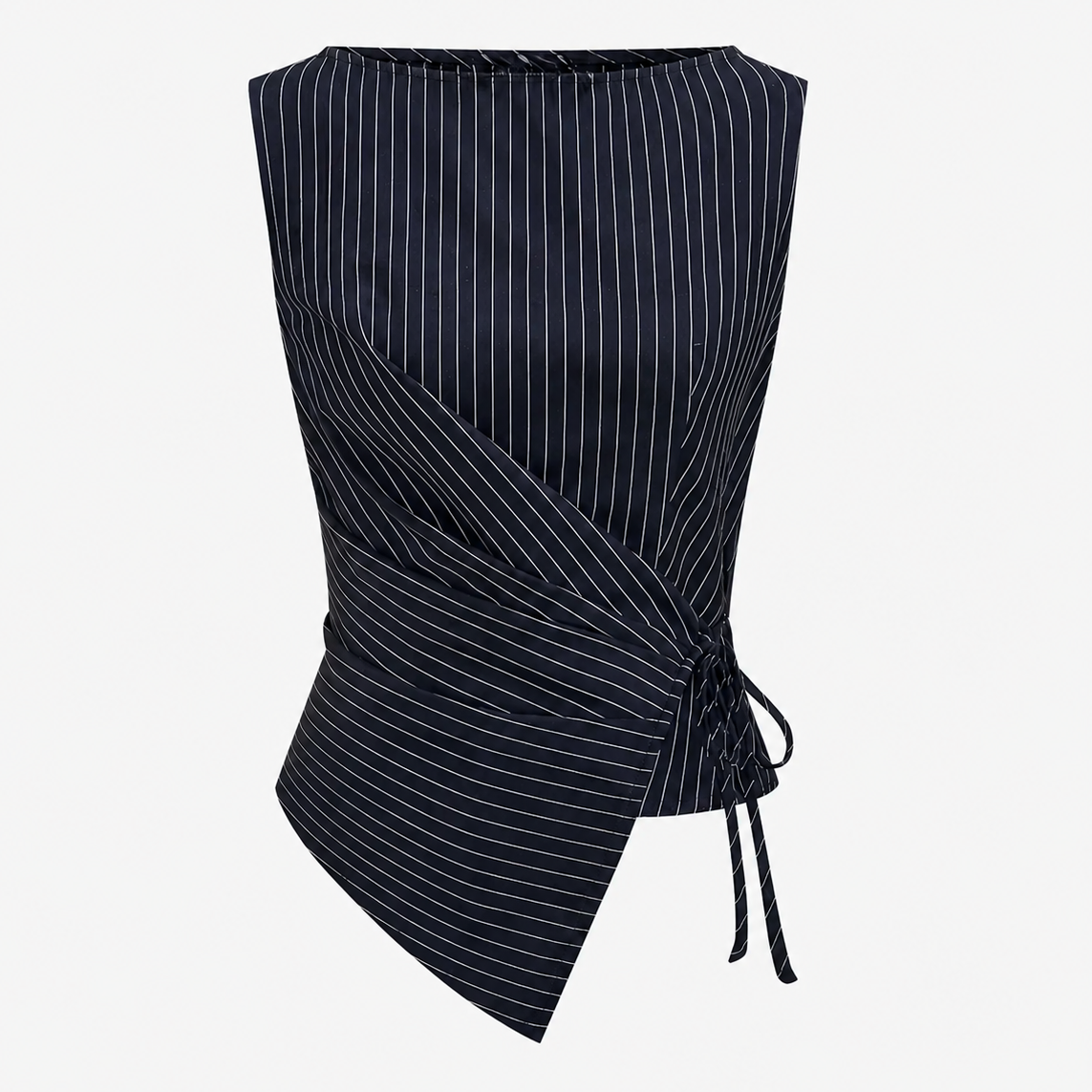 Women's Pinstripe Co Ord Set Wrap Top Wide Leg Trousers