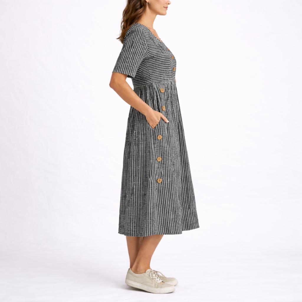 Women's Striped Midi Dress – Effortless Lightweight