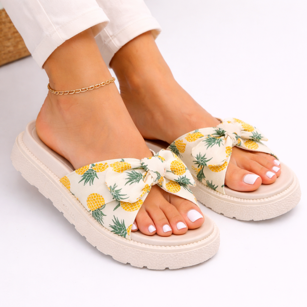 Women’s Flat Sandals – Stylish Bow Detail, Summer Comfort – Supportive Warm Weather Shoe