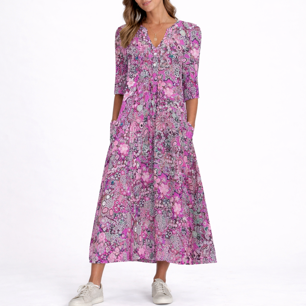 Women's Summer Floral Midi Dress – Flattering Fit for Women