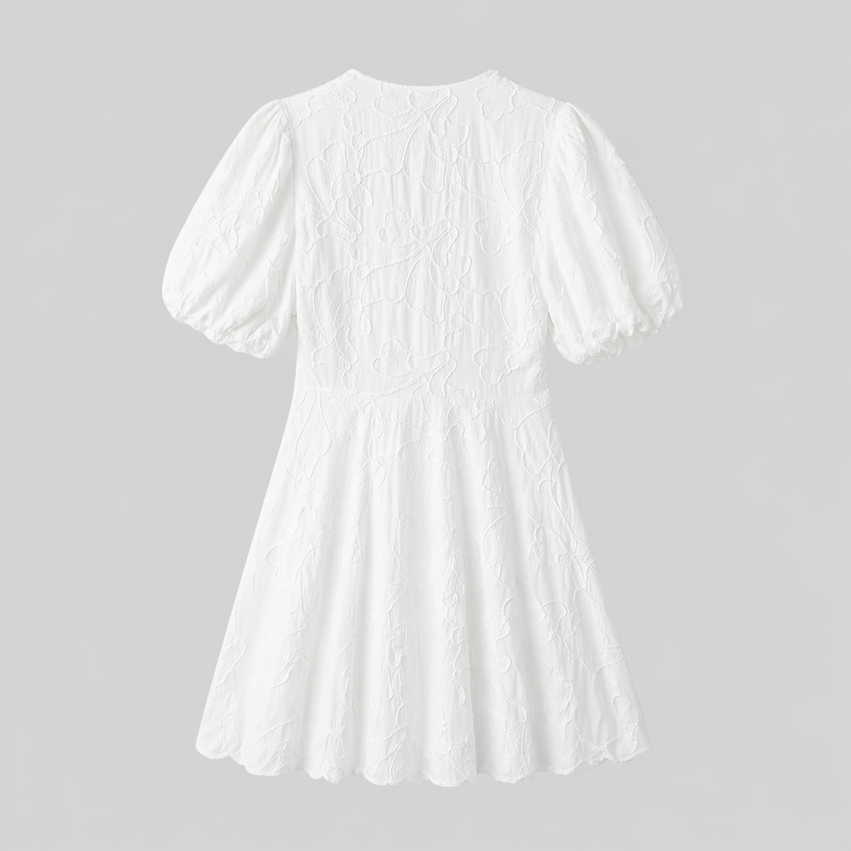 Women’s White Floral Midi Dress with V-Neck – Flattering Fit for Women