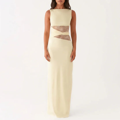 Women's Floral Lace Cut-Out Maxi Dress – Elegant Occasion Wear UK