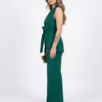Women's Tailored Two-Piece Suit Set with Belt – Effortless Occasion Wear