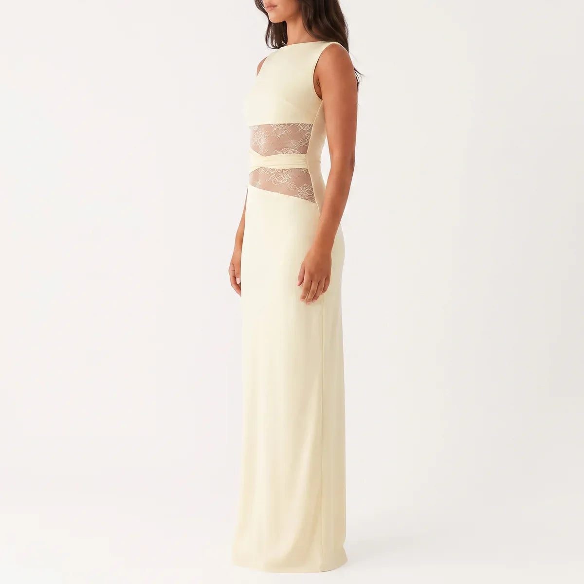 Women's Floral Lace Cut-Out Maxi Dress – Elegant Occasion Wear UK