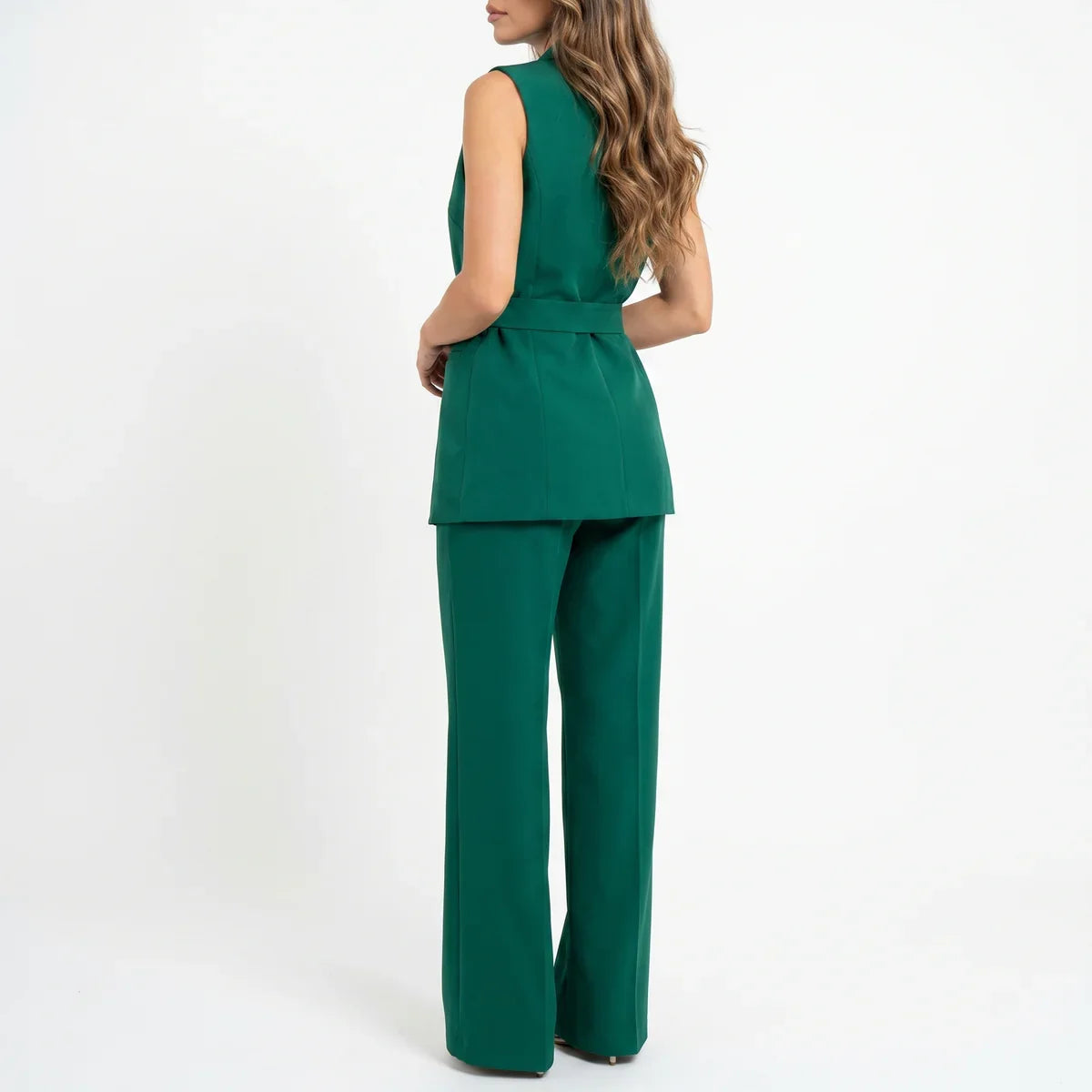 Women's Tailored Two-Piece Suit Set with Belt
