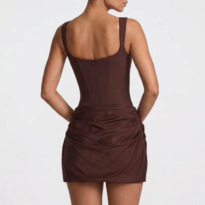 Women's Draped Satin Mini Dress – Effortless Elegance