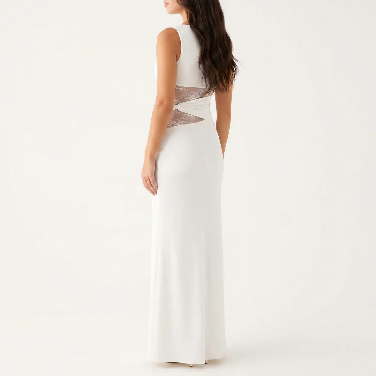 Women's Floral Lace Cut-Out Maxi Dress – Elegant Occasion Wear UK