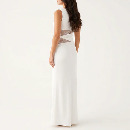 Women's Floral Lace Cut-Out Maxi Dress – Elegant Occasion Wear UK