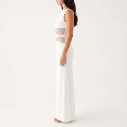 Women's Floral Lace Cut-Out Maxi Dress – Elegant Occasion Wear UK