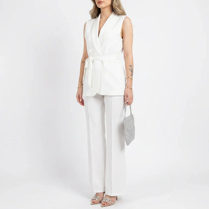 Women's Tailored Two-Piece Suit Set with Belt
