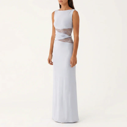 Women's Floral Lace Cut-Out Maxi Dress – Elegant Occasion Wear UK