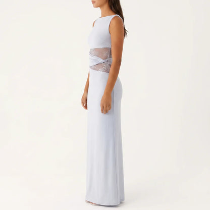 Women's Floral Lace Cut-Out Maxi Dress – Elegant Occasion Wear UK