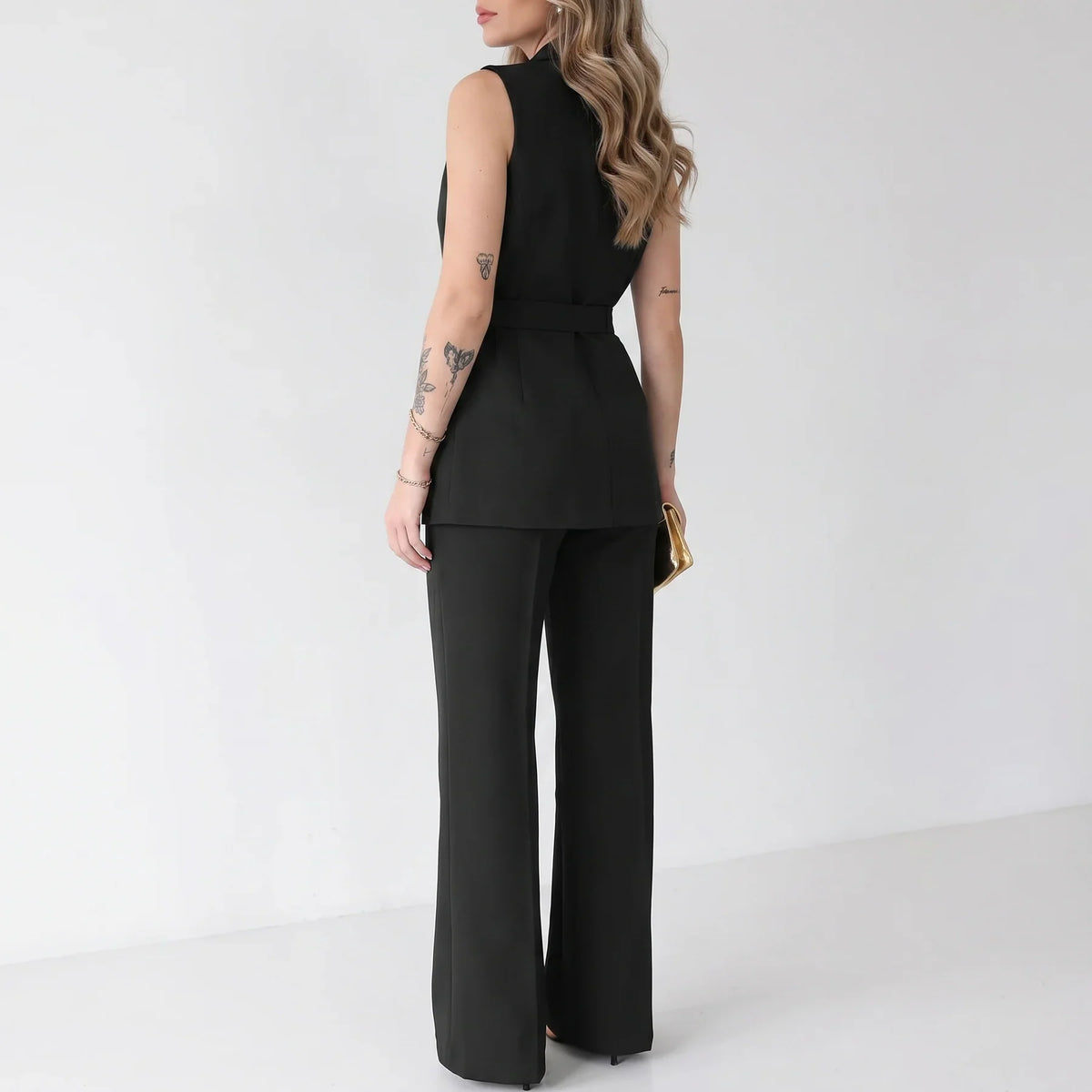 Women's Tailored Two-Piece Suit Set with Belt
