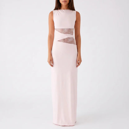 Women's Floral Lace Cut-Out Maxi Dress – Elegant Occasion Wear UK