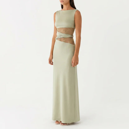 Women's Floral Lace Cut-Out Maxi Dress – Elegant Occasion Wear UK