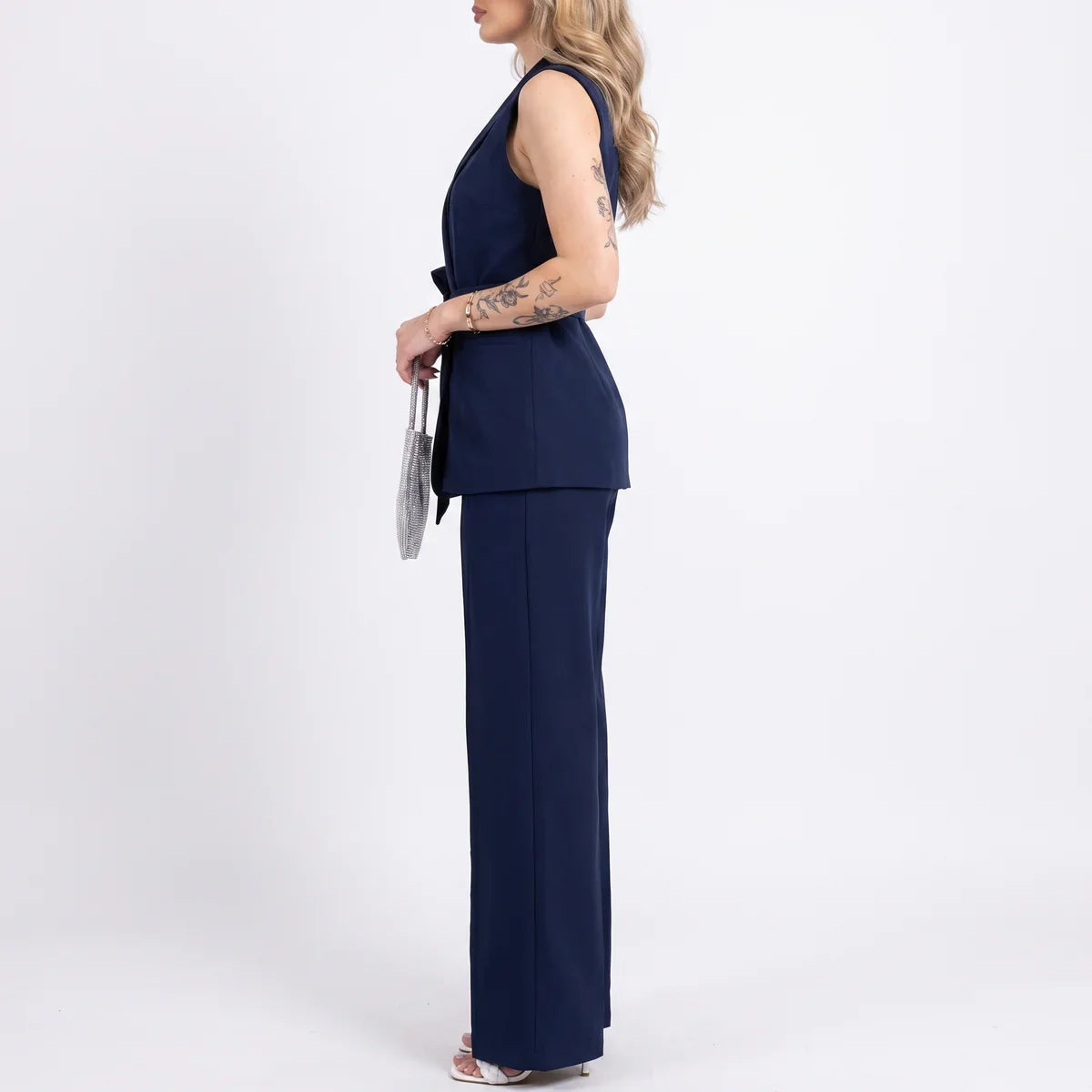 Women's Tailored Two-Piece Suit Set with Belt
