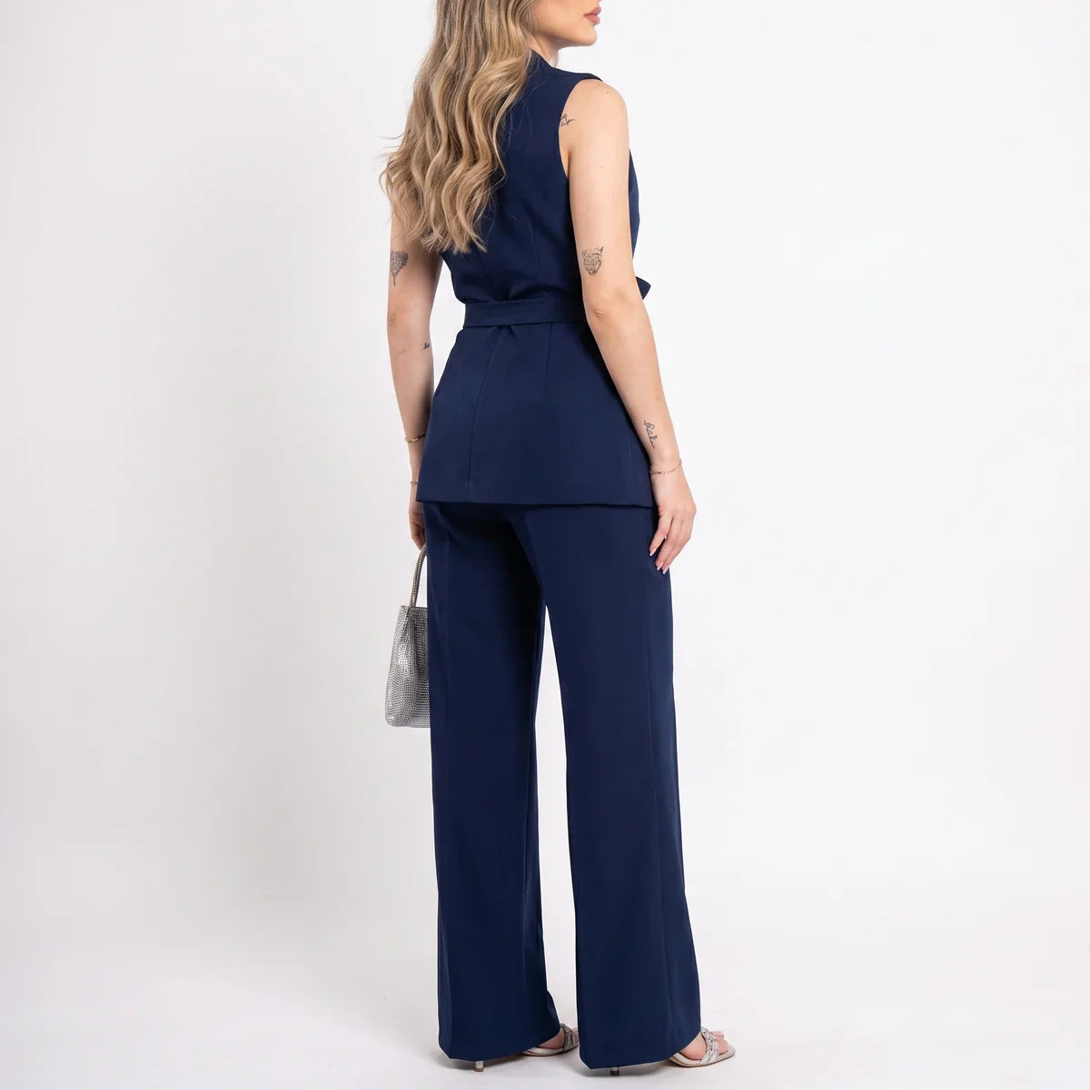 Women's Tailored Two-Piece Suit Set with Belt – Effortless Occasion Wear