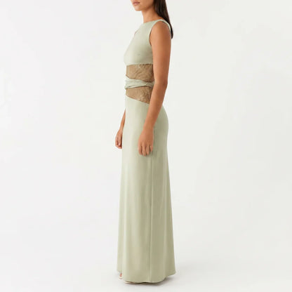 Women's Floral Lace Cut-Out Maxi Dress – Elegant Occasion Wear UK