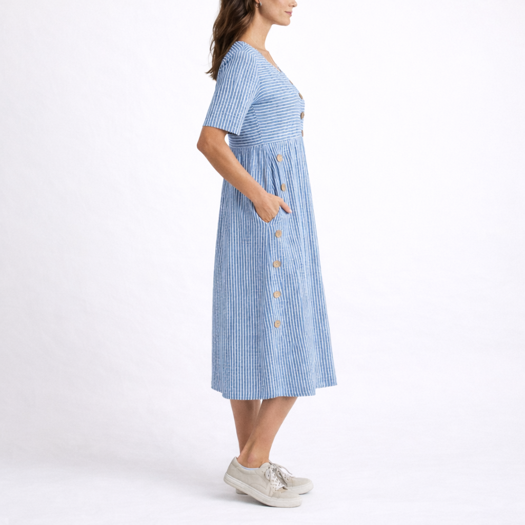 Women's Striped Midi Dress – Effortless Lightweight