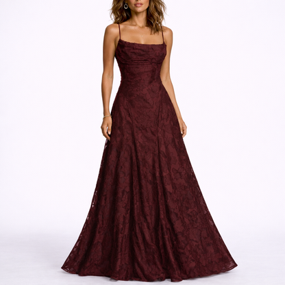 Maxi Dress with Open Back & Floral Texture – Elegant Occasion Wear UK