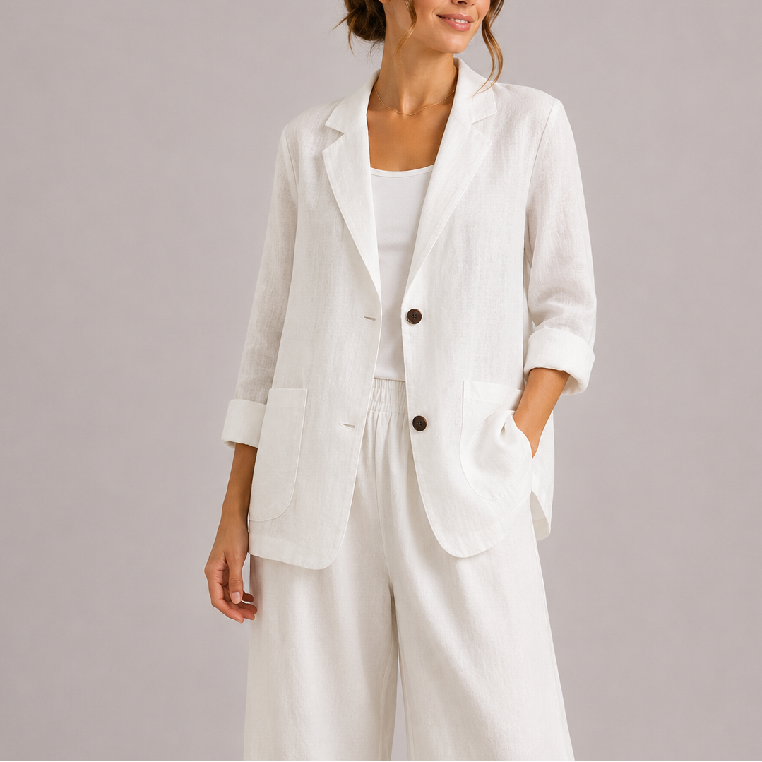 Women's Linen Blazer – Lightweight Elegant Tailored Piece