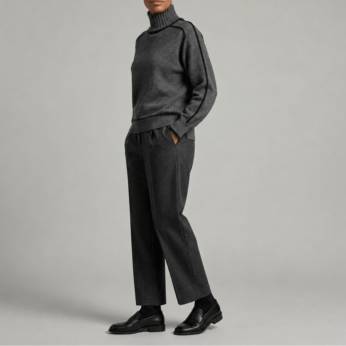 Women’s Turtleneck Jumper – Contrast Trim Knit Jumper – Soft Everyday Jumper for Women