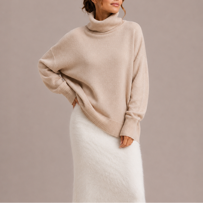 Women’s Oversized Turtleneck Jumper – Relaxed Knit Jumper – Soft Everyday Jumper for Women