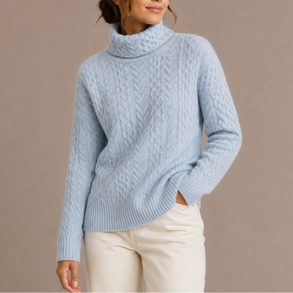 Women’s Cable Knit Turtleneck Jumper – Chunky Winter Jumper – Warm Knitwear UK