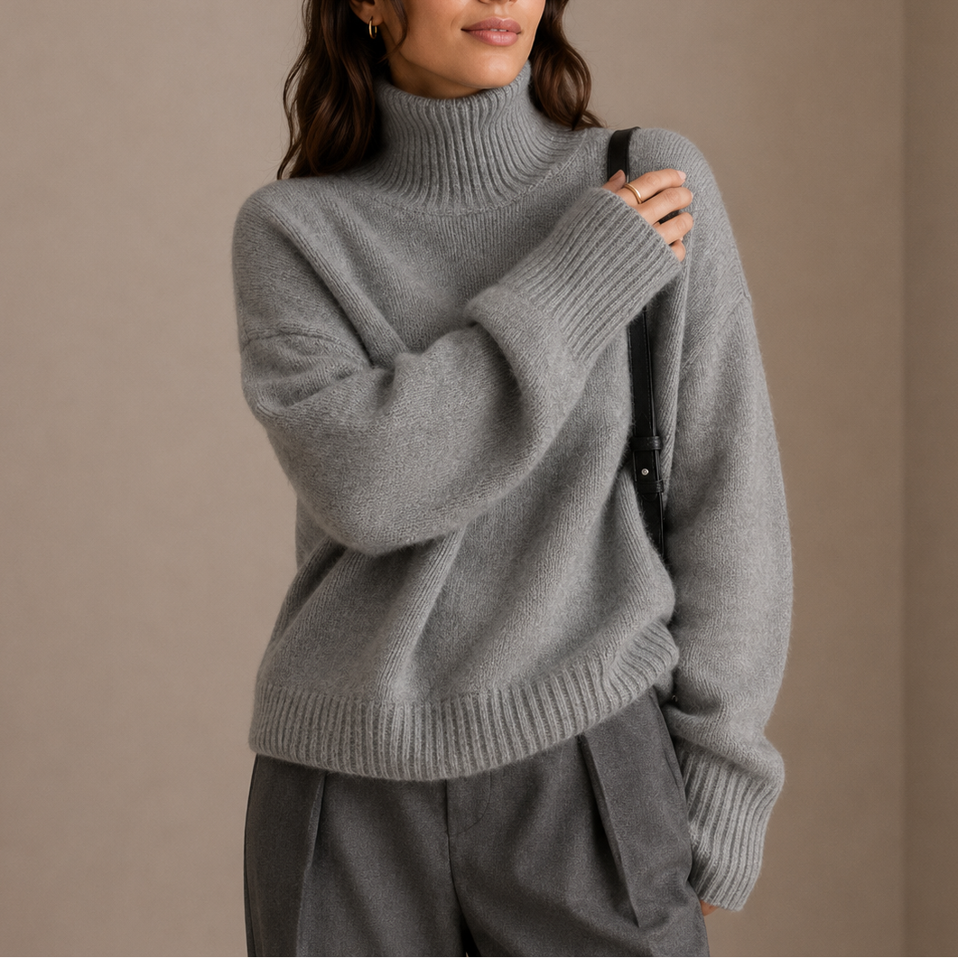 Women’s Oversized Turtleneck Jumper – Soft Relaxed Knit Jumper – Soft Everyday Jumper for Women