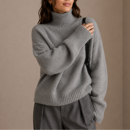 Women’s Oversized Turtleneck Jumper – Soft Relaxed Knit Jumper – Soft Everyday Jumper for Women