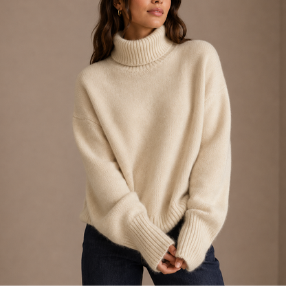 Women’s Oversized Turtleneck Jumper – Soft Relaxed Knit Jumper – Soft Everyday Jumper for Women