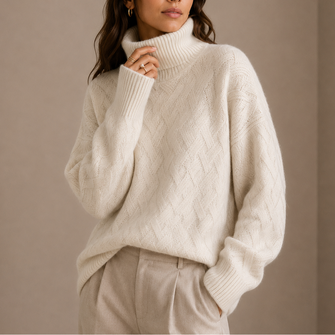 Women’s Textured Turtleneck Jumper – Soft Winter Knit Jumper – Soft Everyday Jumper for Women