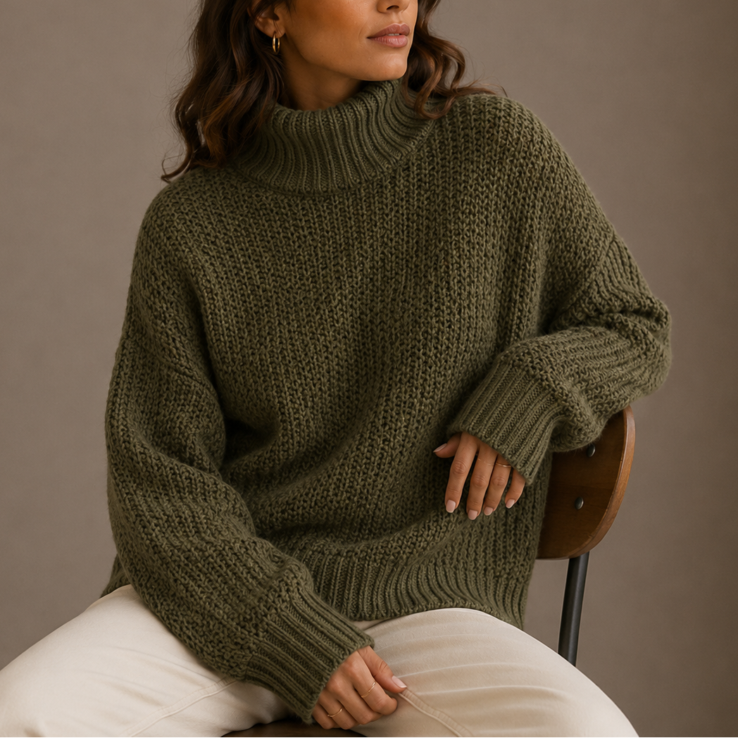 Women’s Chunky Turtleneck Jumper – Oversized Knit Jumper – Soft Everyday Jumper for Women