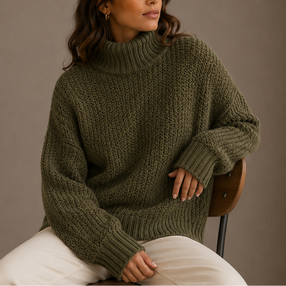 Women’s Chunky Turtleneck Jumper – Oversized Knit Jumper – Soft Everyday Jumper for Women