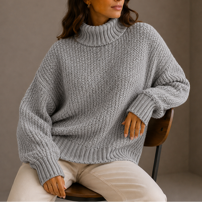 Women’s Chunky Turtleneck Jumper – Oversized Knit Jumper – Soft Everyday Jumper for Women
