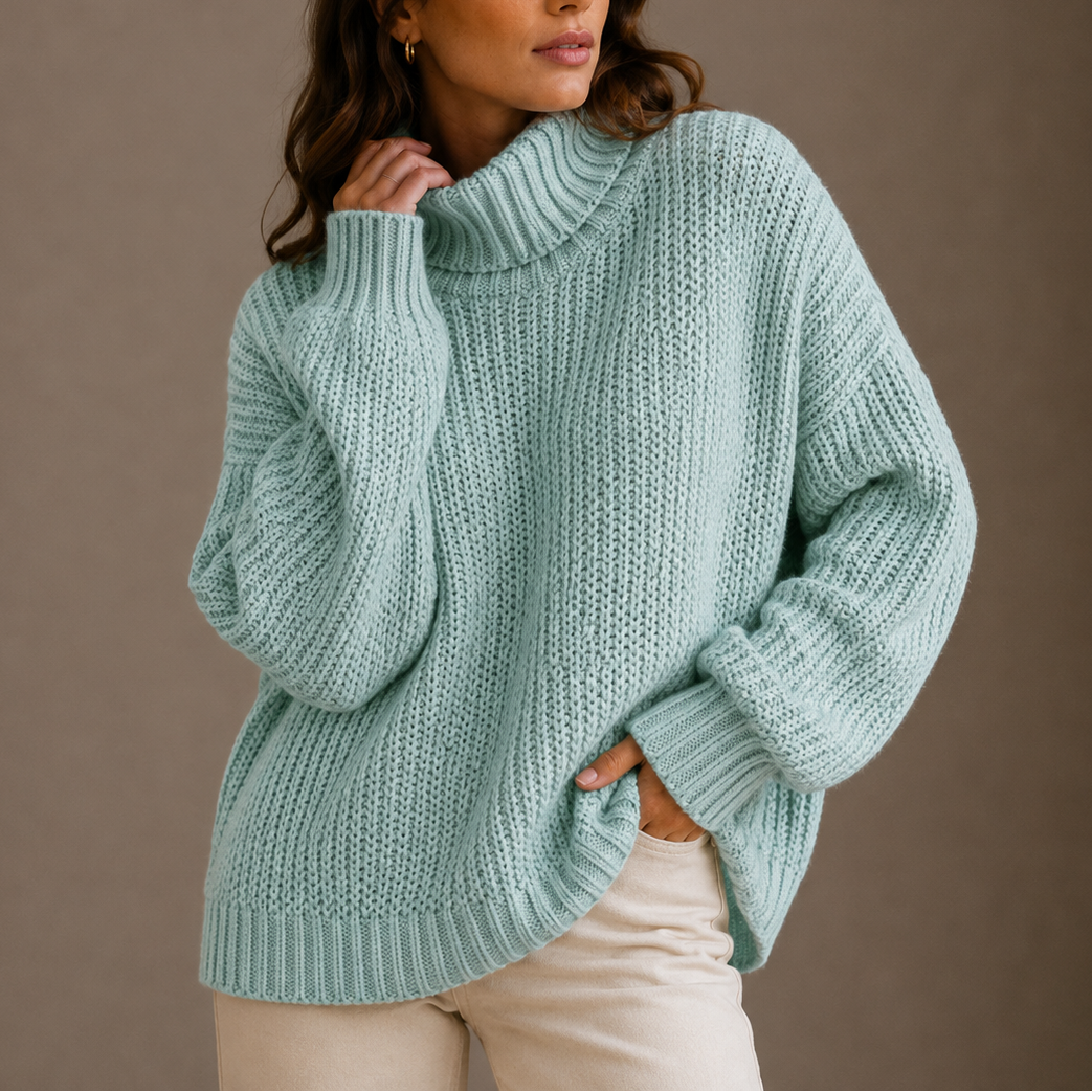 Women’s Chunky Turtleneck Jumper – Oversized Knit Jumper – Soft Everyday Jumper for Women
