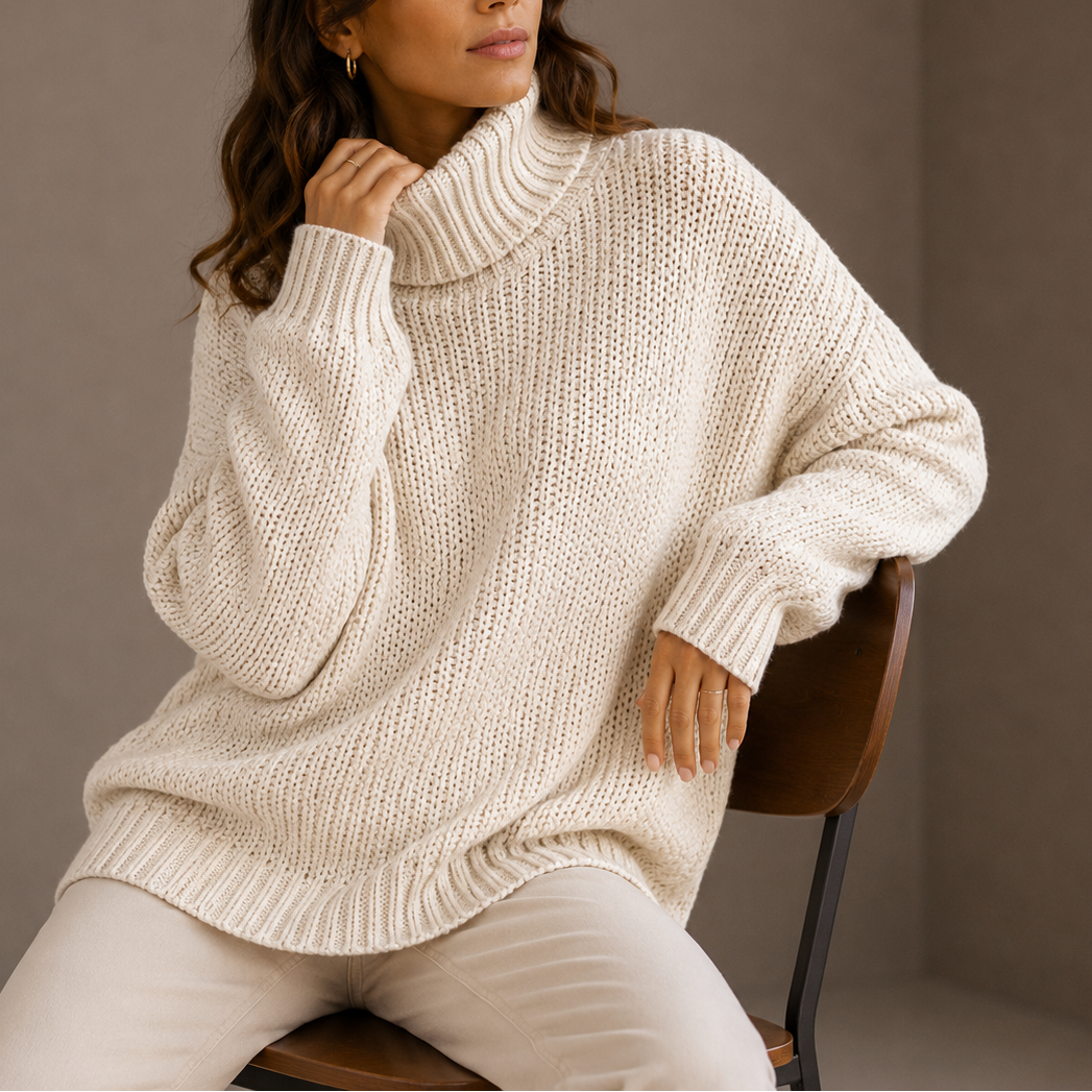 Women’s Chunky Turtleneck Jumper – Oversized Knit Jumper – Soft Everyday Jumper for Women