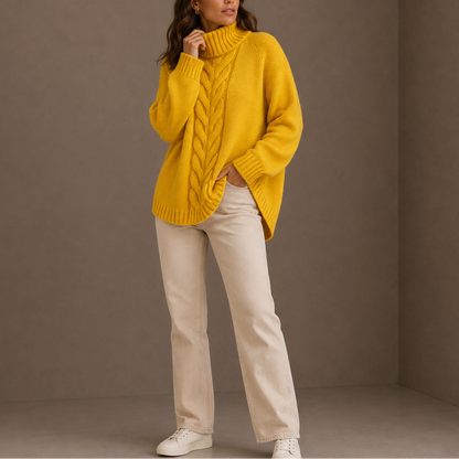 Women’s Cable Knit Turtleneck Jumper – Oversized Winter Jumper – Cosy Autumn Essential