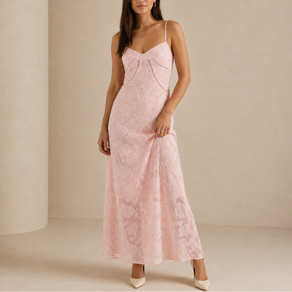 Women’s Floral Lace Maxi Dress – Stylish Sleeveless Evening Dress – Effortless Everyday Style