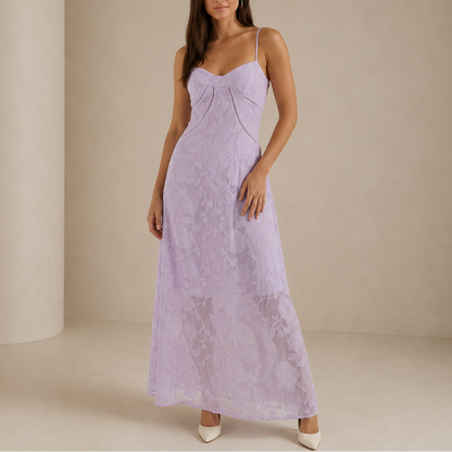 Women’s Floral Lace Maxi Dress – Stylish Sleeveless Evening Dress – Effortless Everyday Style