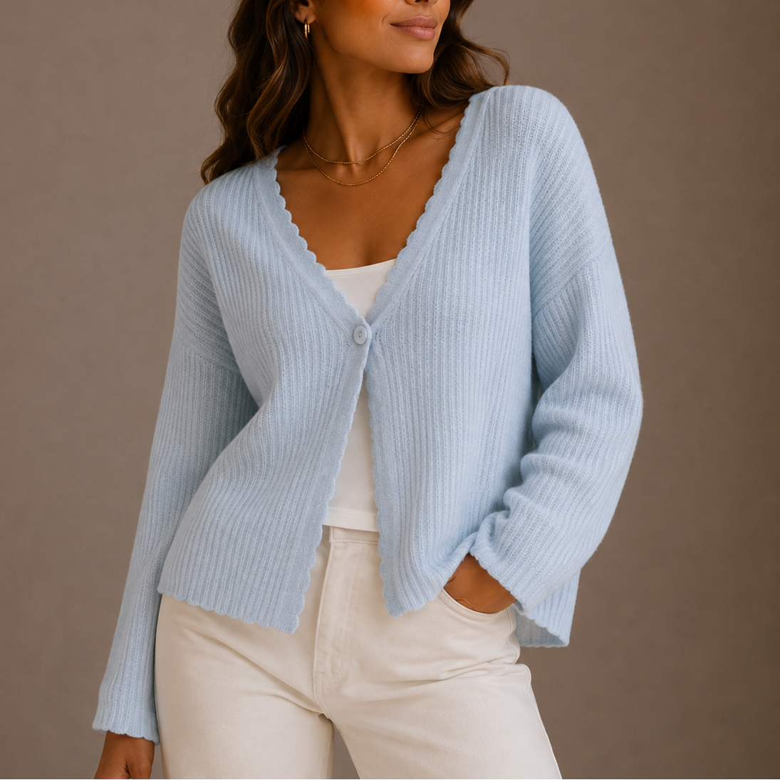Women’s Knit Cardigan – V-Neck Lightweight Button-Up Style – Cosy Knitwear for Women