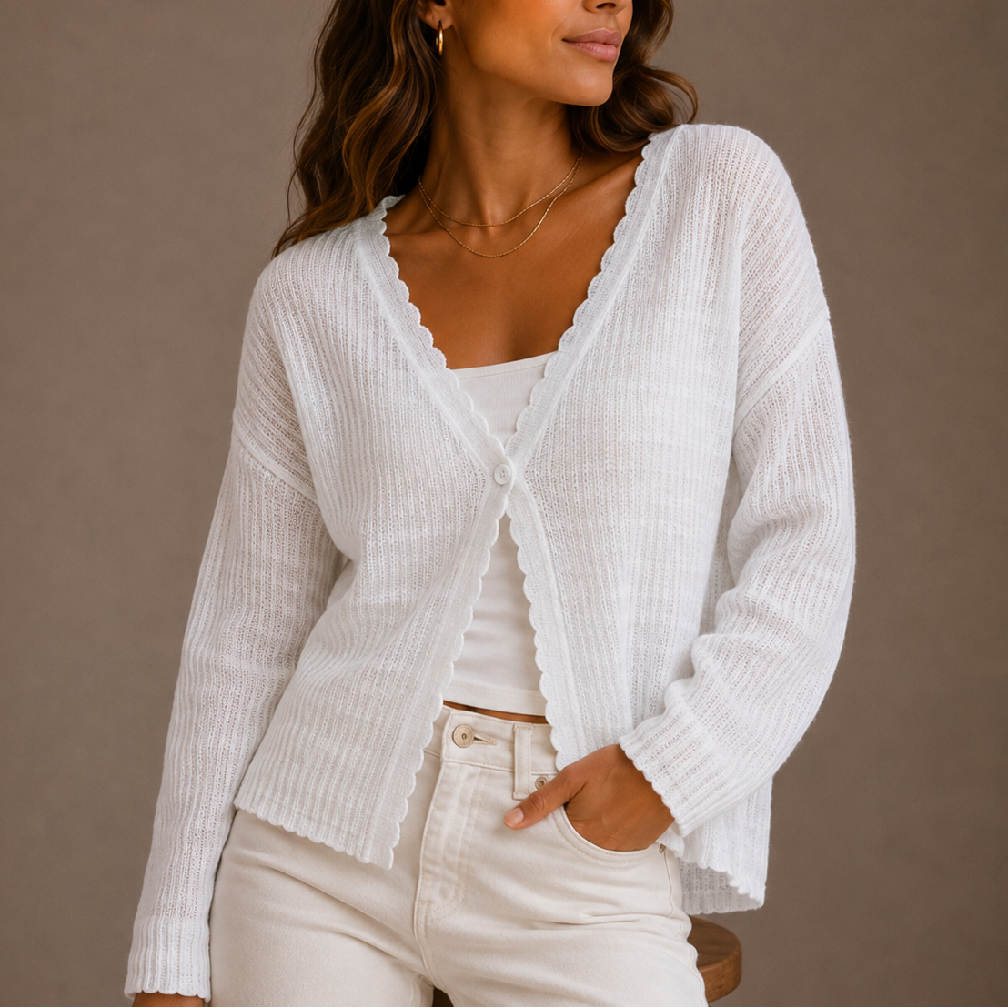 Women’s Knit Cardigan – V-Neck Lightweight Button-Up Style – Cosy Knitwear for Women
