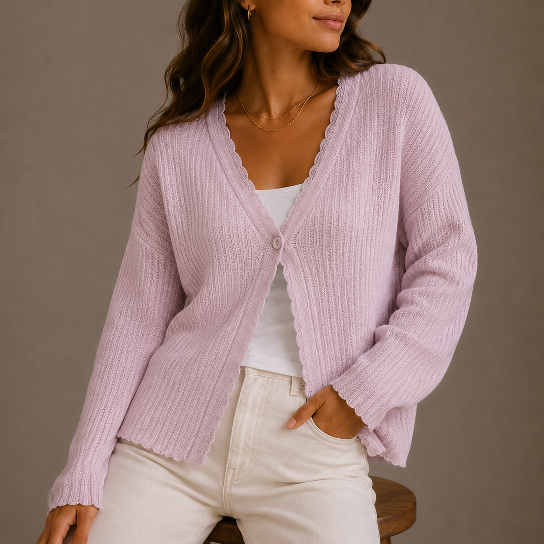 Women’s Knit Cardigan – V-Neck Lightweight Button-Up Style – Cosy Knitwear for Women