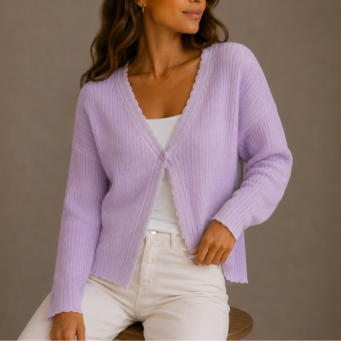 Women’s Knit Cardigan – V-Neck Lightweight Button-Up Style – Cosy Knitwear for Women