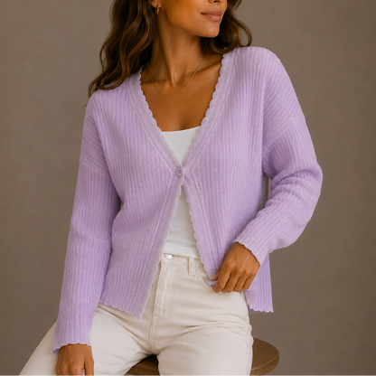 Women’s Knit Cardigan – V-Neck Lightweight Button-Up Style – Cosy Knitwear for Women