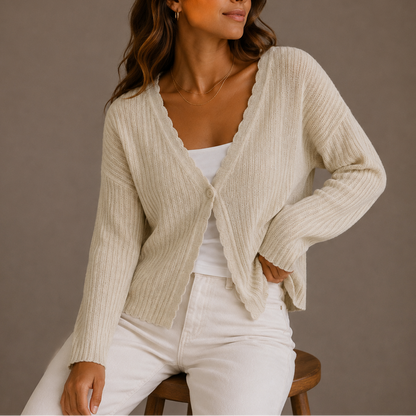 Women’s Knit Cardigan – V-Neck Lightweight Button-Up Style – Cosy Knitwear for Women